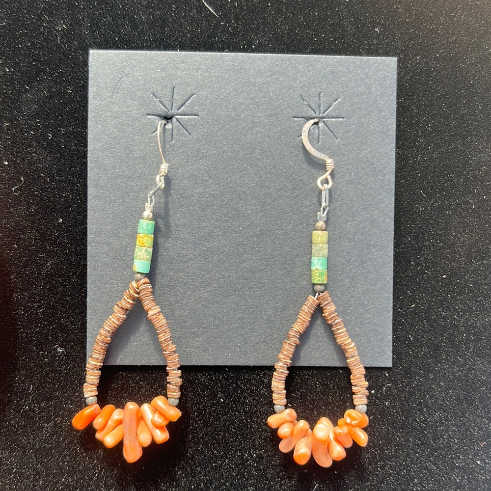 New coral and turquoise dangle earrings.  Beautiful